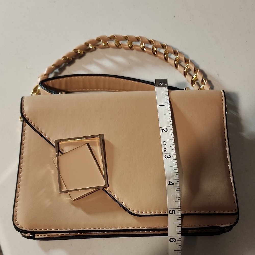 Chic Tan Clutch with Gold Chain - Picture 7 of 7